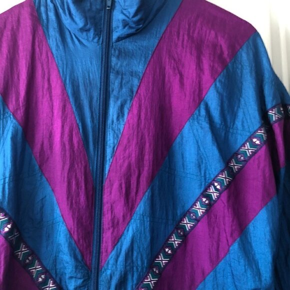 Vintage 80’s Purple Blue Windbreaker sz M - Picture 2 of 10